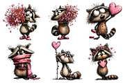 Whimsical Valentine Raccoon Clipart, an Illustration by Dream Creation (Thumbnail 5 of 7)