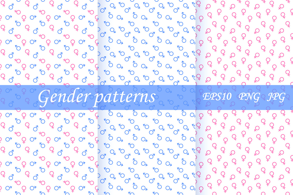 Gender seamless patterns set, a Pattern Graphic by vikkishop