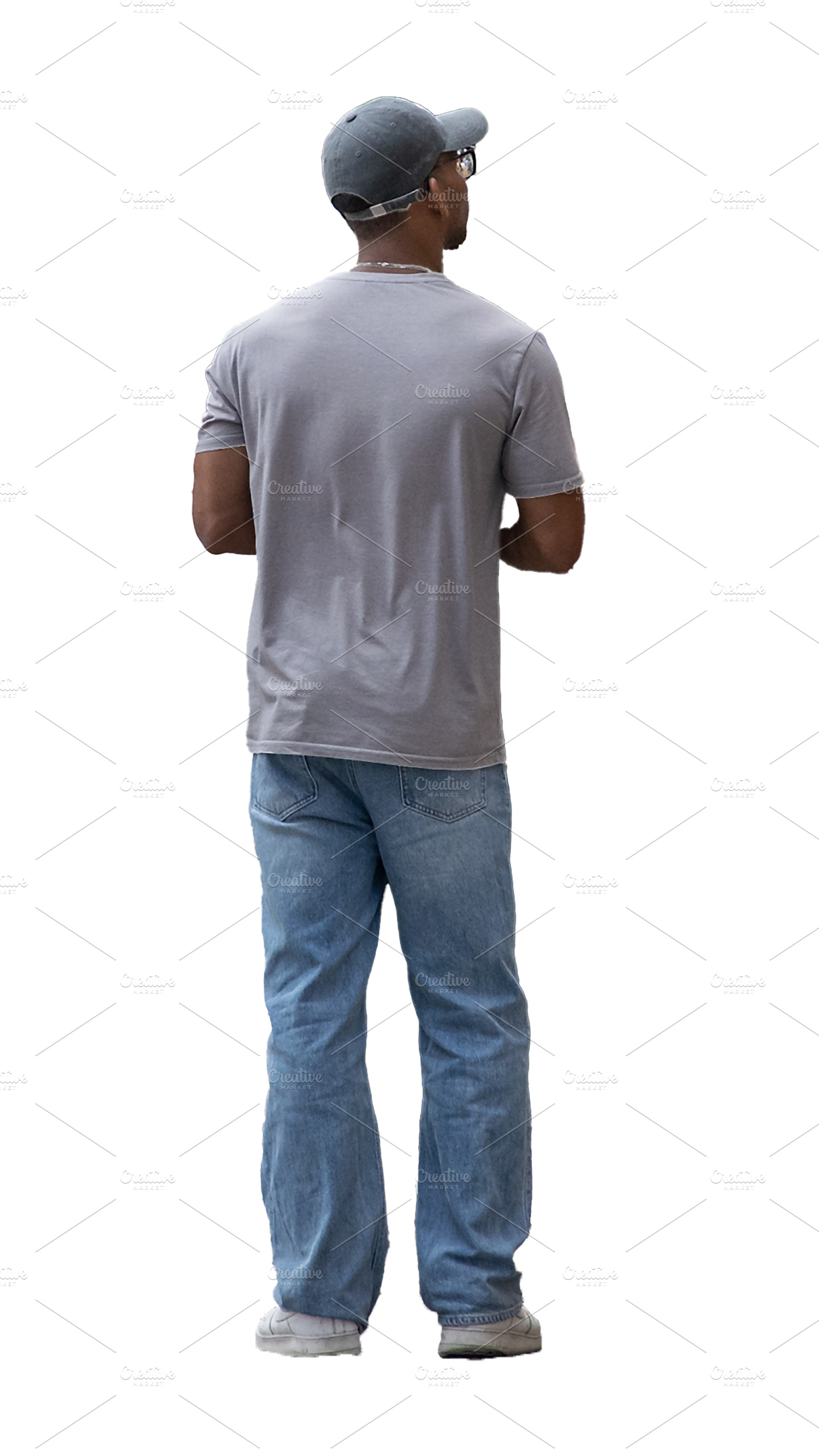 Black man with hat rear view isolated photo, a Person Photo by DanFLCreativo