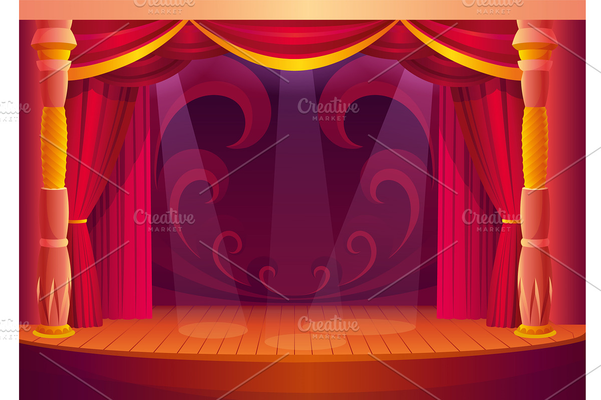 Theater stage with red curtains and, a Texture Illustration by the8monkey