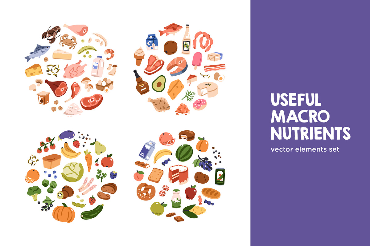 Food macronutrients groups set, a Food Illustration by Good Studio (Photo 1 of 3)