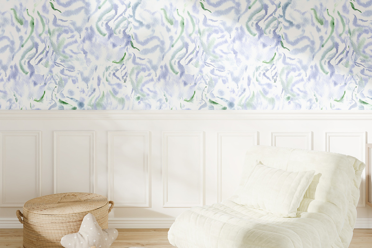 Blue Green Watercolor Patterns, a Wallpaper Graphic by Webvilla Studio (Photo 7 of 9)