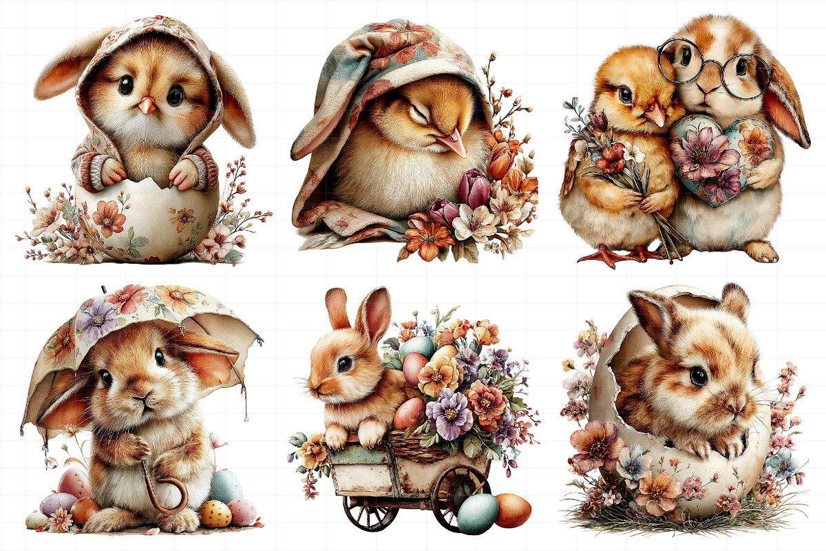 Easter Bunny Chick Clipart, an Illustration by Daily.Designs (Photo 3 of 7)