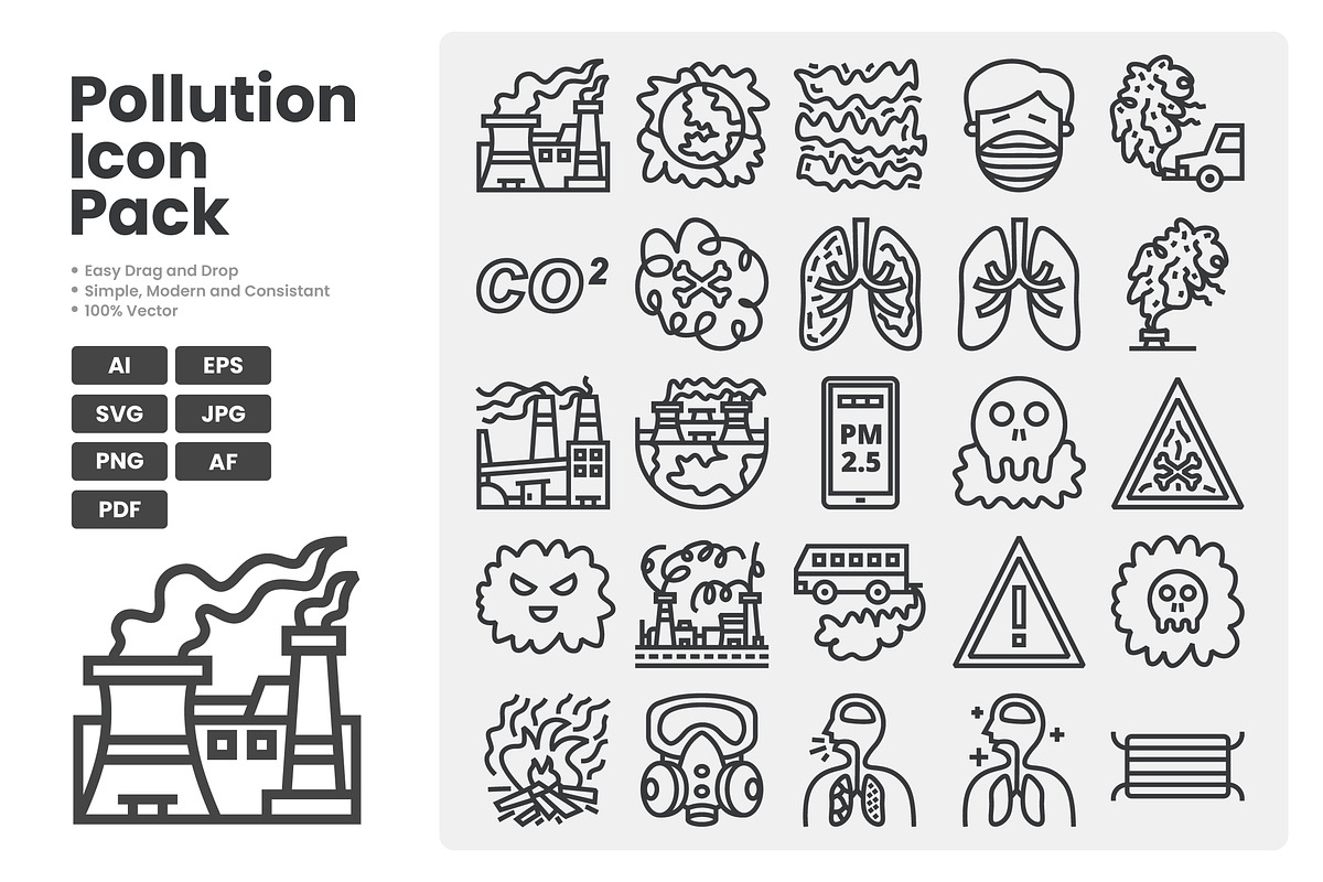 Industrial Pollution Icon Pack, an Outline Icon by erifqizeicon (Photo 3 of 3)