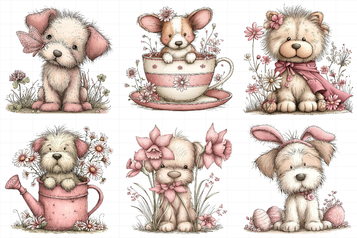 Whimsical Spring Dogs Clipart, an Illustration by Daily.Designs (Photo 4 of 7)