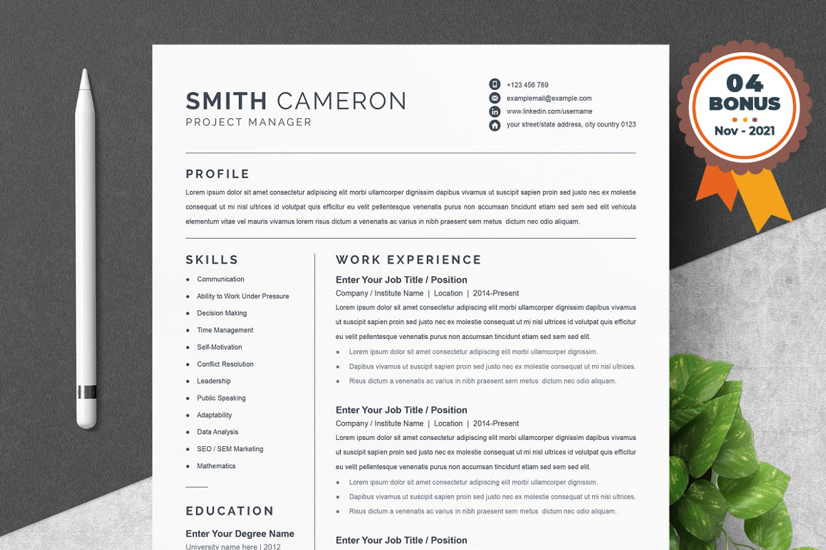 Resume/CV Bundle | 200+ for $29, a Resume Template by ResumeInventor (Photo 205 of 207)