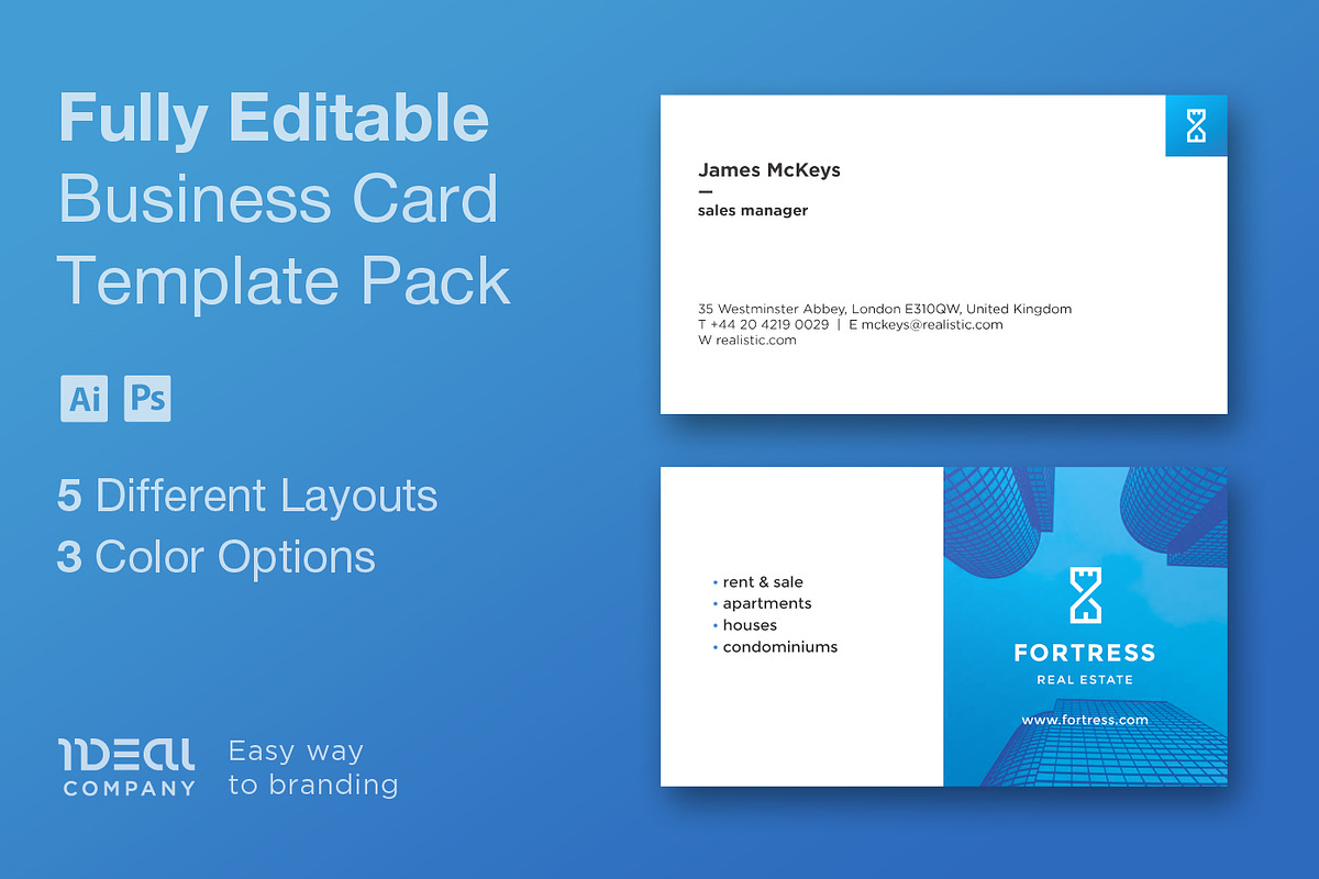Real Estate Business Card – Fortress, a Business Card Template by Ideal Company (Photo 1 of 4)