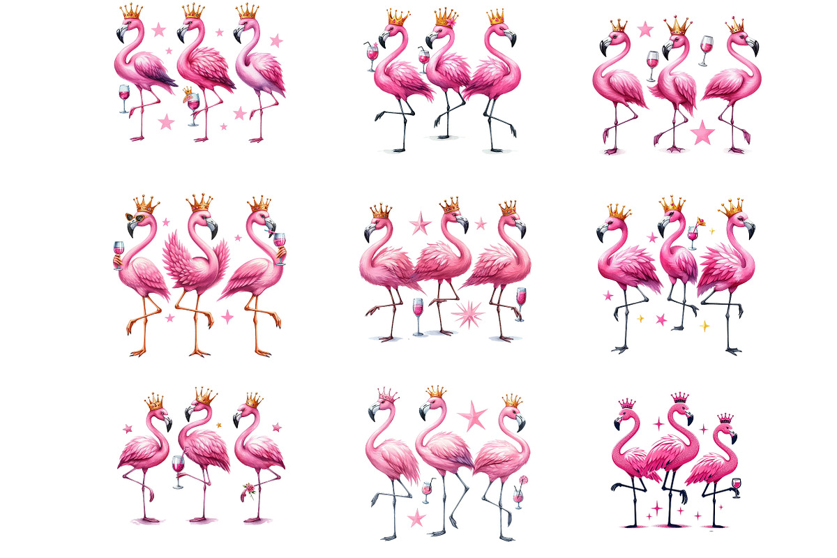 Funny Flamingo Clipart, an Illustration by DreamArtGraphic (Photo 2 of 4)