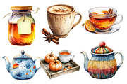 Watercolor Autumn Tea Party Clipart, an Illustration by Designworld (Thumbnail 5 of 6)