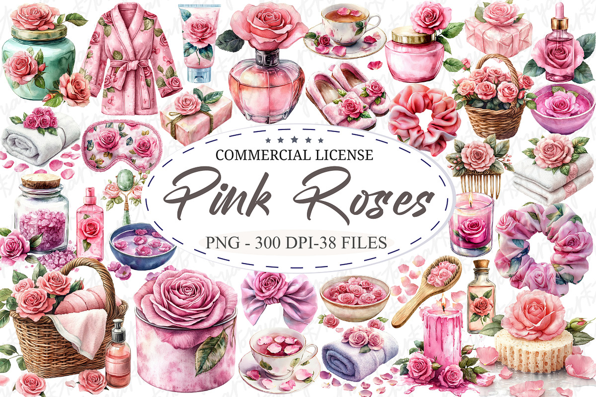 Pink Roses Pamper Time Clipart, an Illustration by designcity5 (Photo 1 of 5)