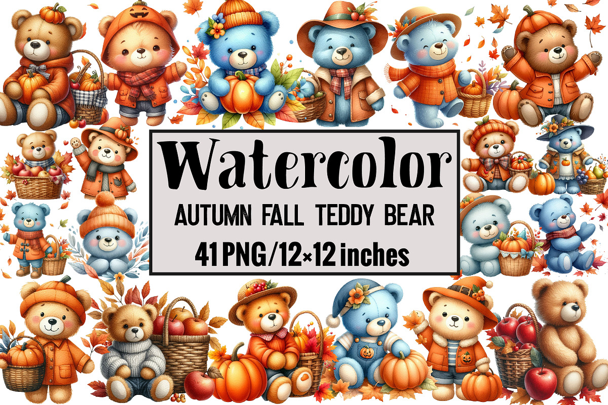 Autumn Fall Teddy Bear, an Illustration by Design Market (Photo 1 of 3)