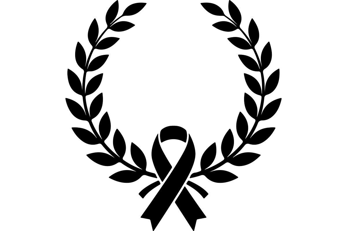 Black Ribbon Laurel Wreath, a Decorative Illustration by balal (Photo 9 of 15)