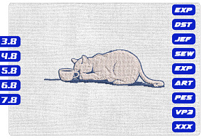 Tired Sleeping Cat with Coffee File, an Illustration by Purpose Ekbal