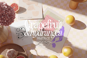 Grapefruit & Hydrangea Poster Mockup