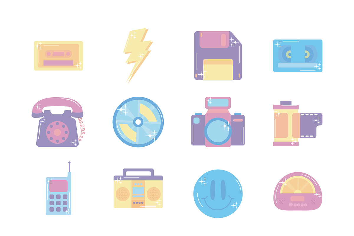 Retro Nostalgic Icons Set