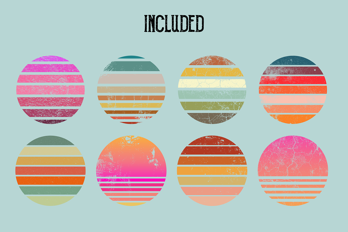 Retro Distressed Sunset PNG Bundle, a Background Graphic by Orange Brush Studio (Photo 2 of 4)