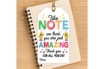 Take Note Teacher Appreciation Tag