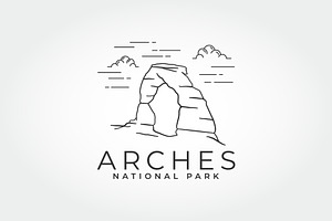 Arches national park logo landmark, a Branding & Logo Template by PrastHF