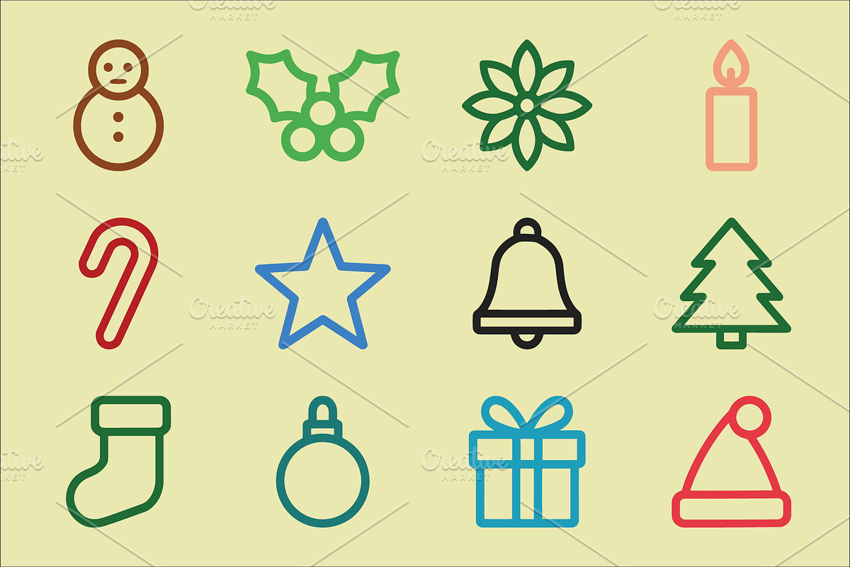 Christmas Elements Holiday Season, an Outline Icon by Vectorium Studio (Photo 2 of 2)
