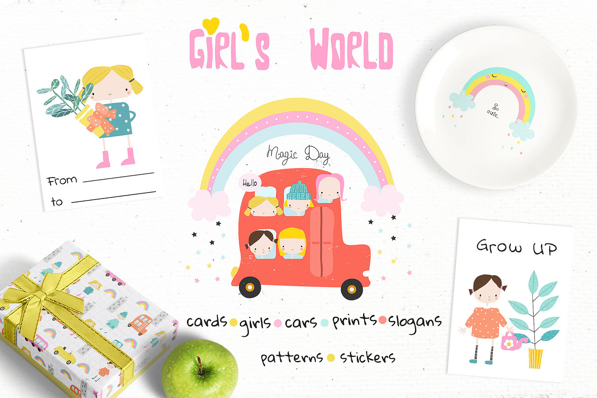 Girls love cars and plants, a Decorative Illustration by Viktoria Siarova (Photo 1 of 7)