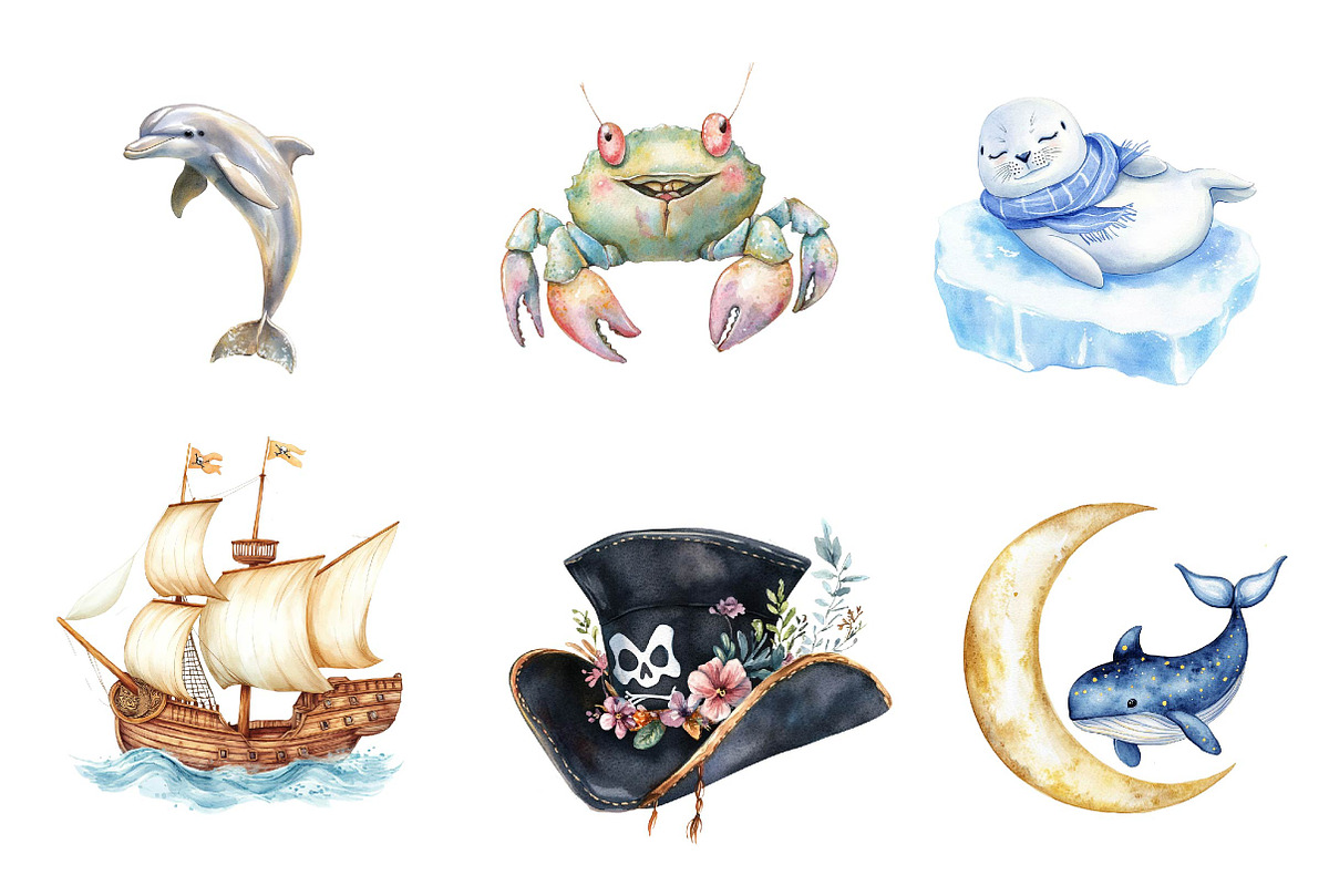 Adventure at Sea Nursery Clipart, an Illustration by CreationArt (Photo 2 of 5)