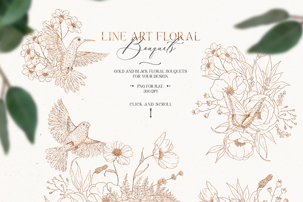 Flower field - line art floral set, a Decorative Illustration by Pamyatka Shop (Photo 6 of 11)