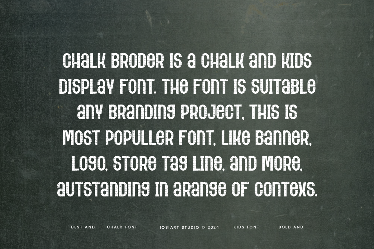 Chalk Broder Font, a Sans Serif Font by Iqsiart Studio (Photo 4 of 6)