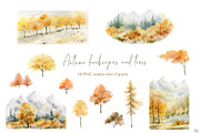 Watercolor fall landscapes & trees., an Illustration by Elena Medvedeva (Thumbnail 1 of 8)