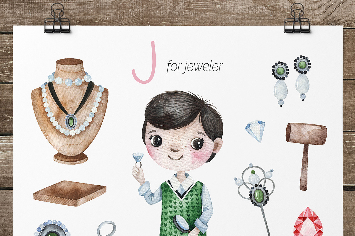 Cute Alphabet Professions. Part 1, an Object Graphic by Kate_Rina (Photo 15 of 21)