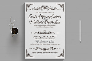 Vintage Wedding Invitation Card, a Stationery Template by MightyDesign