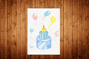 Watercolor handpainted birthday set, a Decorative Illustration by My watercolor shop (Thumbnail 6 of 7)
