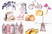 Watercolor Netherlands Clipart Set, an Education Illustration by ArtCreationsDesign (Thumbnail 2 of 2)