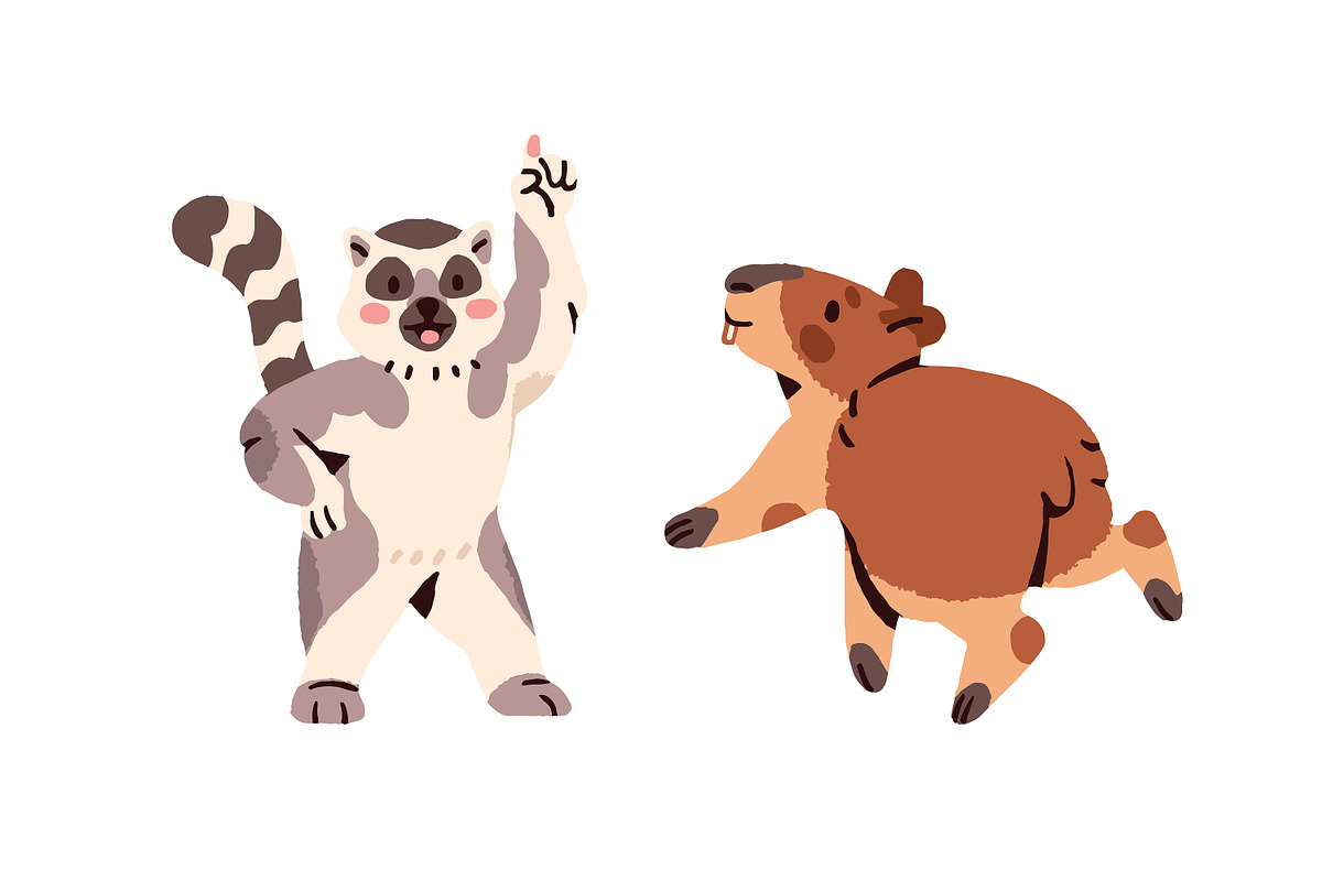 Funny animals dancing set, cards, an Animal Illustration by PaperTrident (Photo 6 of 13)