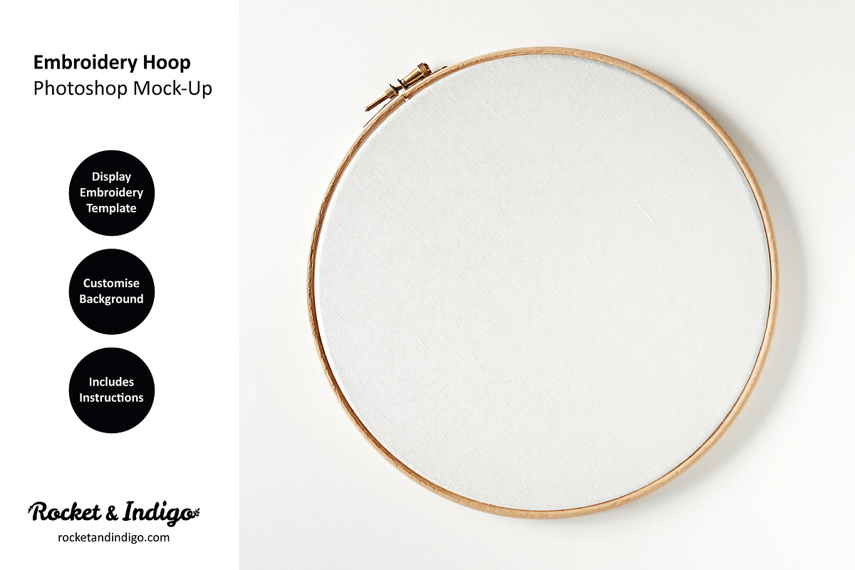Embroidery Hoop Photoshop Mock-up, a Product Mockup by Rocket & Indigo (Photo 2 of 2)
