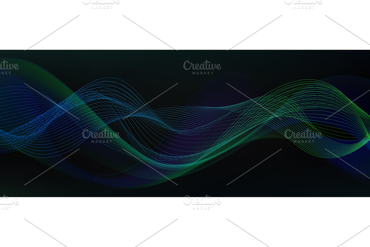 Dynamic green waves flow with neon, an Illustration by art PVP - market