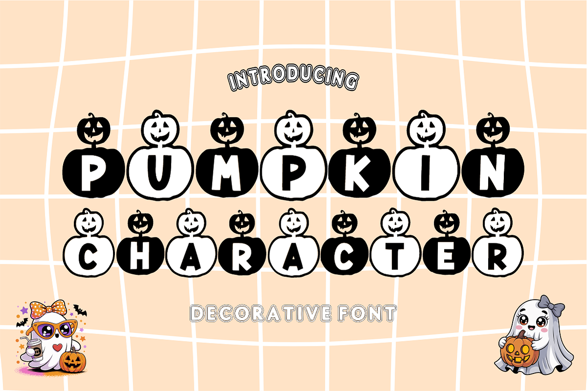 Pumpkin Character - Decorative Font, a Symbol Font by KiddoGlyphs Studio (Photo 1 of 4)