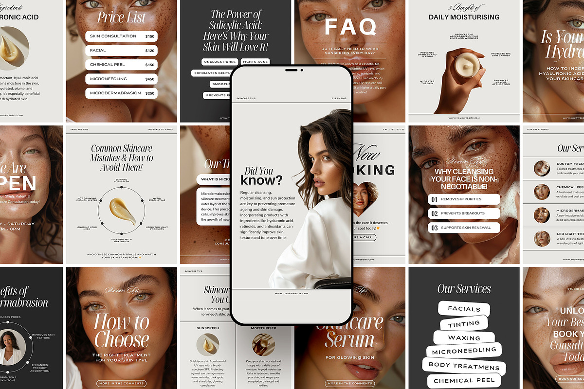 Skincare Instagram Templates, a Social Media Template by Studio Loire (Photo 1 of 13)