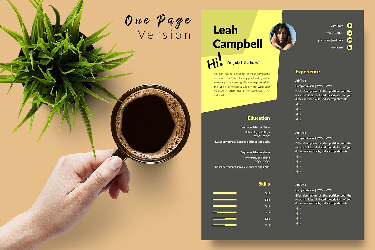 Modern Resume Design / CV - Leah, a Resume Template by Templates Design Co. (Photo 2 of 17)
