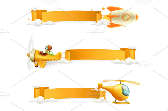 Air Banners Pilot Rocket Vectors
