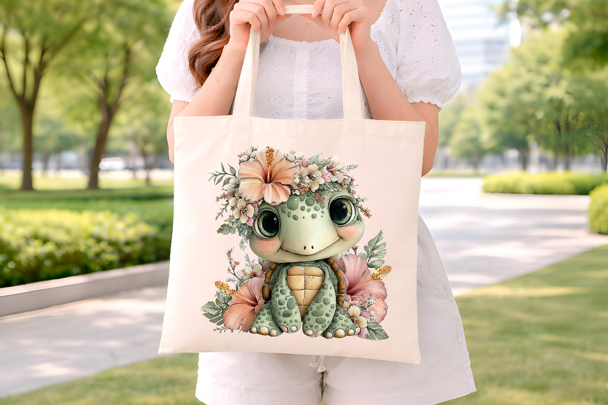 Watercolor Summer Turtle Hibiscus Cl, an Illustration by Digital Artistic99 (Photo 9 of 11)