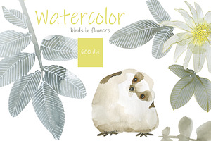 Birds in flowers