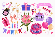 HAPPY BIRTHDAY clipart collection, a Decorative Illustration by UnaAnya (Thumbnail 2 of 7)