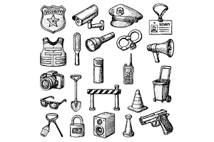 Security Guard Equipment Set, an Object Graphic by RT Studio