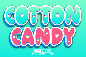 Cotton Candy Vector 3d Editable Text