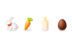 Easter bunny, carrot, candle and, an Object Illustration by GraphiShop