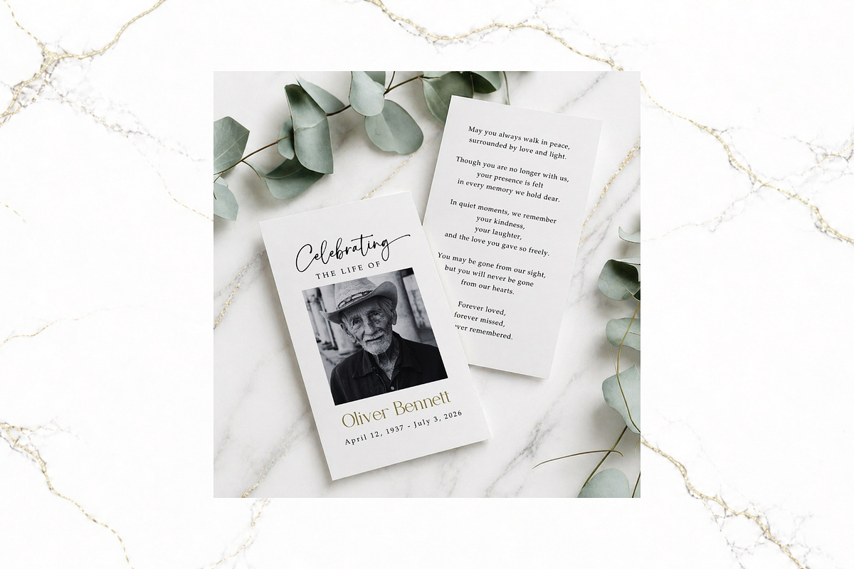 Funeral Prayer Card B&W Canva FR001, a Card Template by TyphoonStudio (Photo 3 of 5)