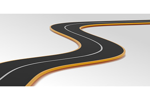 3D curved highway path with black, an Illustration by art PVP - market