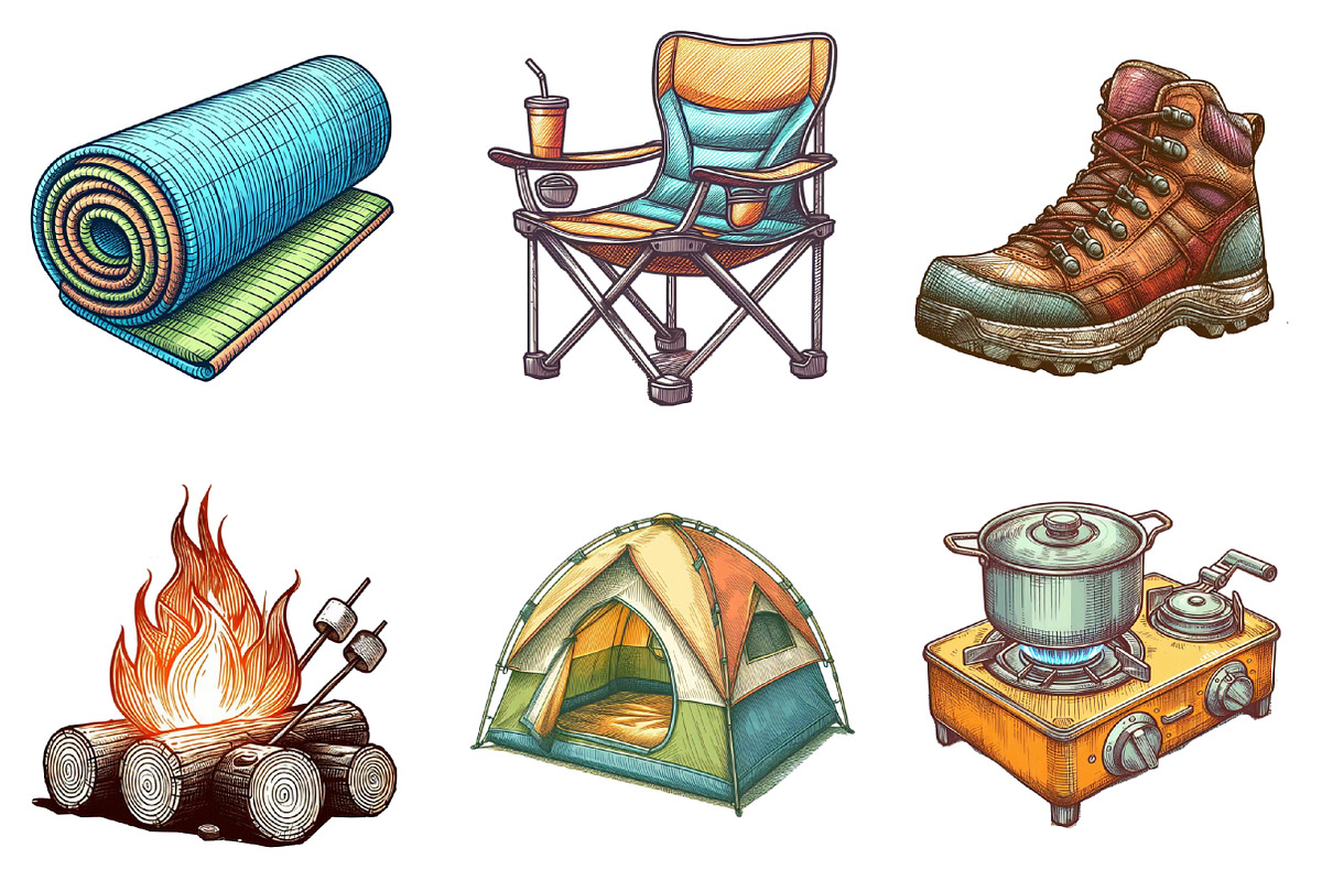 Summer Camping Gears Clipart, an Illustration by SinaCreation (Photo 4 of 5)