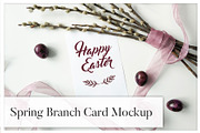 Spring Branch & Ribbon Card Mockup, a Print Template by Europe.graphics (Thumbnail 1 of 4)