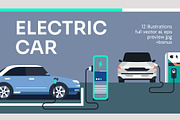 Electric Car Illustrations, a Transportation Illustration by Firowerk (Thumbnail 1 of 4)